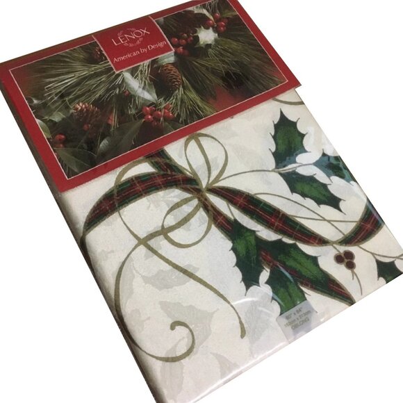 old stock (brand new in pkg) Lenox Christmas Holiday Nouveau 60x84" Tablecloth - Picture 1 of 6